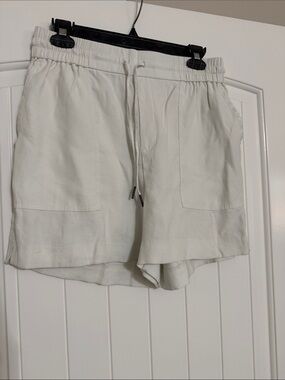 Kersh Women's High-Waist Drawstring Shorts in Off-White